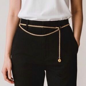 Vintage Chain Belt with round medallion, Single Chain, Bohemian Hippie Gold tone